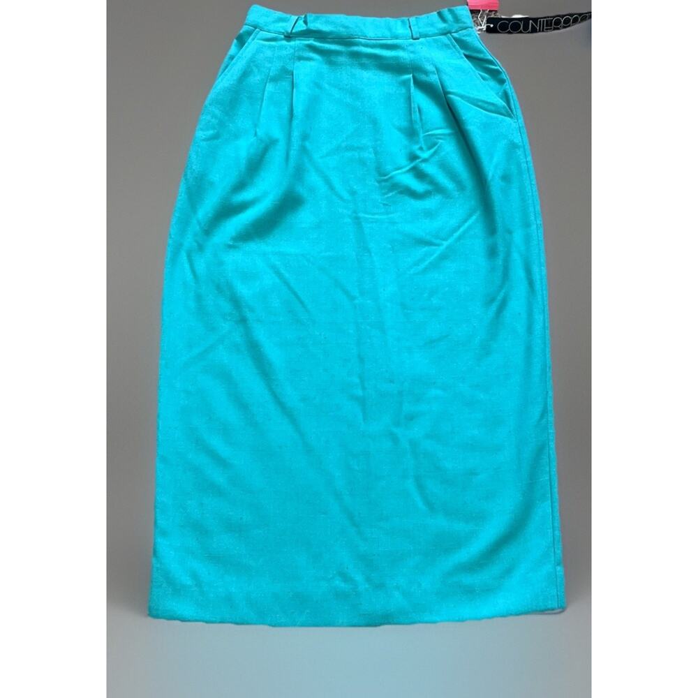 Counterparts 80s 90s Aqua Blue Green Woven Pencil Long Skirt Womens 8 DEADSTOCK
